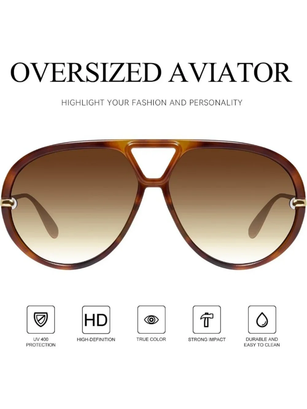 Trendy Oversized Retro Aviator Sunglasses for Women | 70s-Inspired, UV400